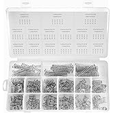 CREEYA 225Pcs Small Compression Spring Assortment, 15 Different Sizes, Wire Diameter 0.6mm 0.8mm 1mm, Outer Diameter 8mm 9mm 9.5mm, Length 10mm 20mm 50mm for Repair Replacement