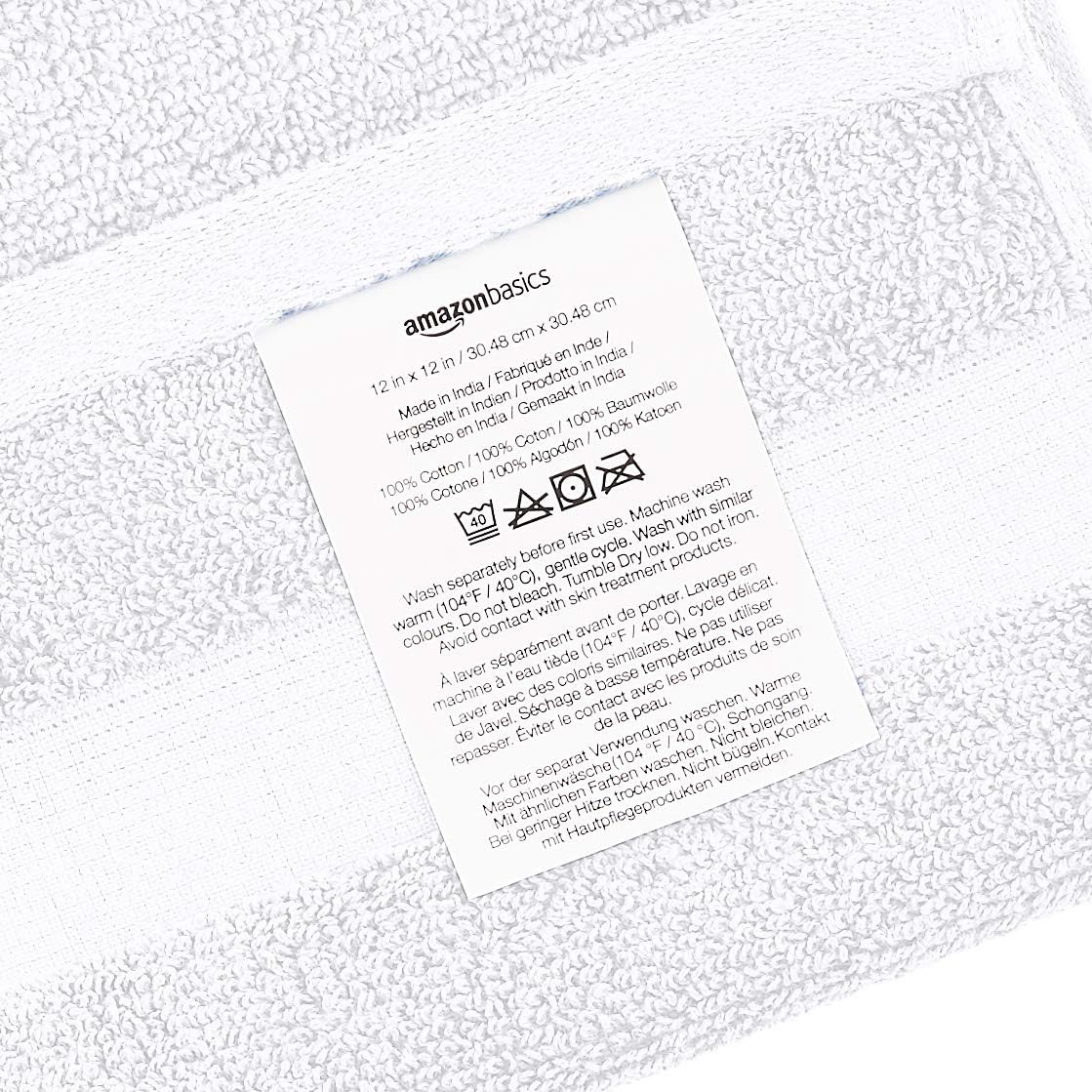 Basics Dual Performance Washcloths - 12-Pack, Scenic Snow: Home & Kitchen