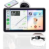 Portable Wireless CarPlay Screen - 7-inch Plug & Play No Dashboard Removal Upgrade for Older Cars - Compatible for Apple CarP