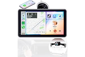 Portable Wireless CarPlay Screen - 7-inch Plug & Play No Dashboard Removal Upgrade for Older Cars - Compatible for Apple CarP