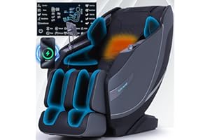 CARETECH Stylish Massage Chair Full Body Zero Gravity Massage Chair Rocking Sleep Mode SL 3D Yoga Stretch Massage with Heat Wireless Phone Charge Upgraded Calf +11cm 12+ Modes Screen Touch Large Size Black