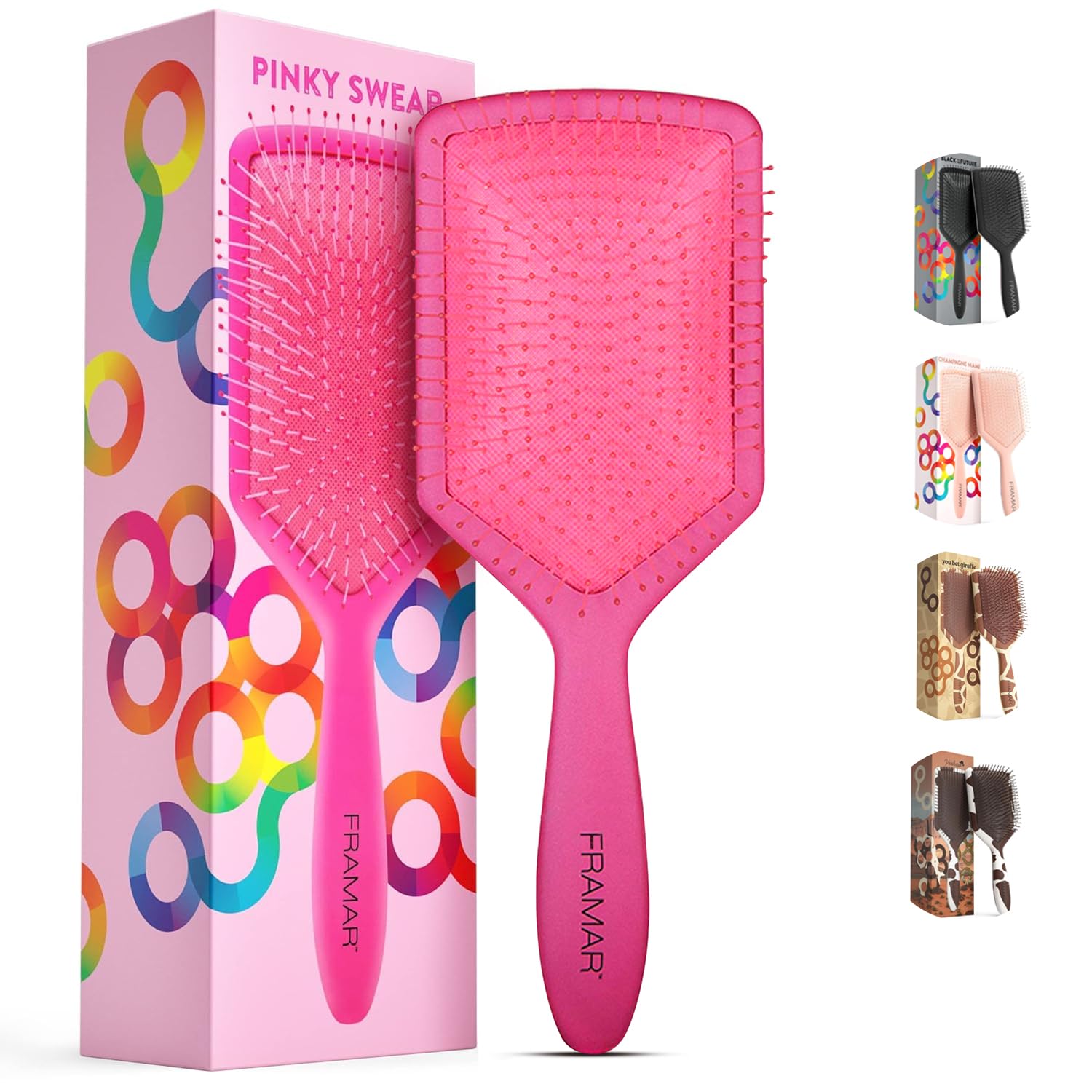 FRAMAR Paddle Hair Brush Women – Wet Hair Brush Detangler, Hairbrushes For Women, Paddle Brush, Pink Hairbrush, Effective Detangling – Reduces Hair Breakage and Frizz – Pink