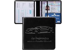 Peisicne Car Registration and Insurance Holder, Vehicle Glove Box Car Organizer with Magnetic Closure for Documents, Cards, License Car Organization, 1-Pack Black