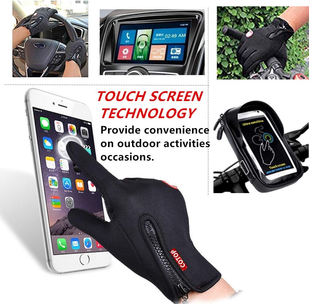 COTOP Cycling Gloves for Men Winter with Touchscreen, Anti-Slip Outdoor Recreation Gloves Women, Cold Weather Full Finger Gloves for Running Sports, Bike, Driving, Climbing: Sports & Outdoors