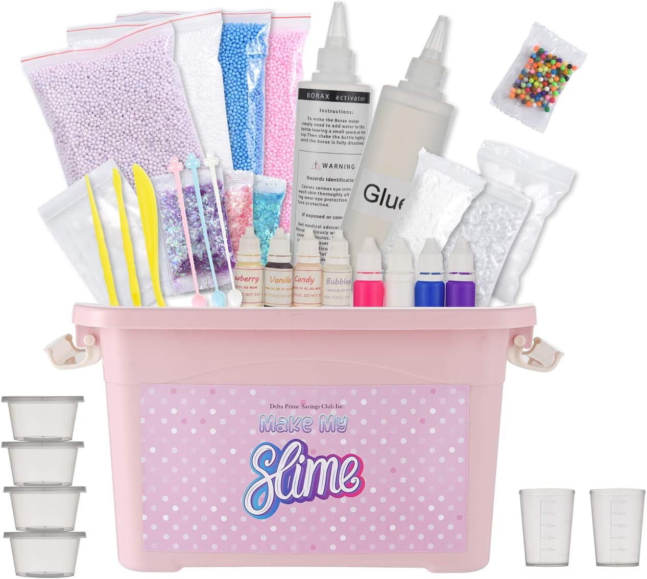 DIY Slime Kit - Slime Toy Supplies for Kids - Fun Art Toy with Glitter for Girls and Boys - Slime Supplies for School, Birthday Party Gift - Containers with Fluffy, Crystal, Glitter Powder Slime