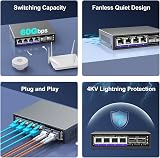 NICGIGA 6 Port 2.5G Unmanaged Switch 4x2.5G 2x10G SFP+ Metal Desktop view 7