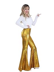 Womens Sequin Flare Pant Sparkly High Waisted Leg