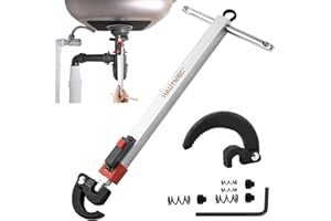 HAUTMEC 11-18inch Telescoping Basin Wrench, Sink Faucet Wrench for Tight Spaces with Replaceable Jaws Capacity 1-1/4''to 2-1/2", Plumber Wrenches for Faucet Hex Nuts Install and Repair Under Sink