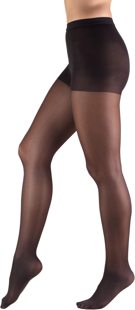 Truform Women's 815 mmHg Mild Sheer Compression Pantyhose, Black, Tall