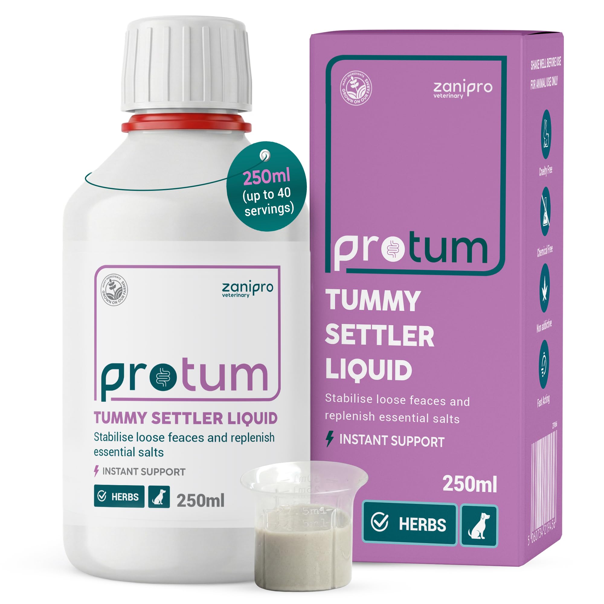 Zanipro Dog Diarrhea Treatment, Fast Acting Diarrhea Relief for Dogs, 250ml, Dog Tummy Settler for Upset Stomach, Soothe Digestion & Firms Loose Stools, Fully Natural