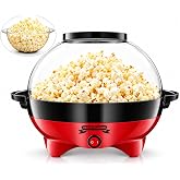 Gadgy Popcorn Machine - Lid &amp; Stirrer - Parties - Sugar &amp; Spice Compatible | 800W Electric Hot Oil Popcorn Maker with Non-Stick Plate - Large 24-Cup Popper for Home - Movie Night - Butter