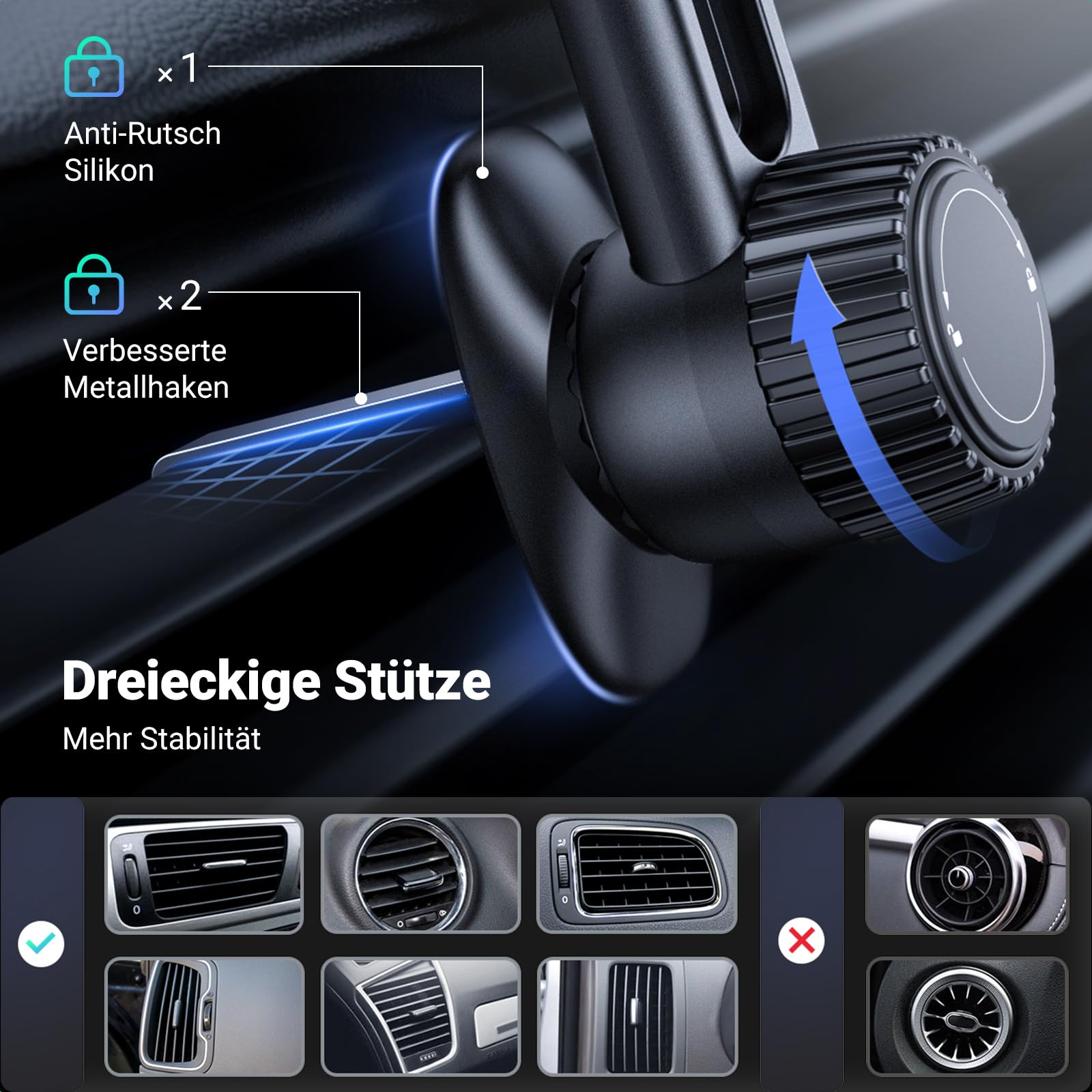 UGREEN MagSafe Autohalterung [Anti-Fall, Magnetverschluss] Handyhalterung Auto Magnet Kfz Handyhalterung für lüftung kompatibel mit iPhone 17 16 15 14 13 12 Pro Max Plus Mini, MagSafe Hülle 6