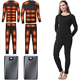 Heated Thermals Underwear Set for Men with 2 Quickly-Charging Batteries, Heated long Johns Shirts and Pants (Women, M)