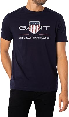 Camiseta Reg Archive Shield SS para Hombre, Azul Noche, L