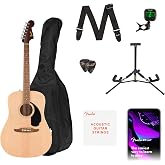Fender California Debut Redondo Series Acoustic Guitar Kit, Natural | Includes gig bag, stand, tuner, strap, picks, 2-year warranty, California Series dreadnought body, ideal for beginners