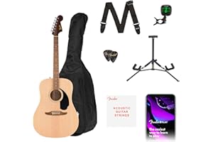 Fender California Debut Redondo Series Acoustic Guitar Pack, Beginner Guitar, 2-Year Warranty, Includes Gig Bag, Stand, and More, Natural
