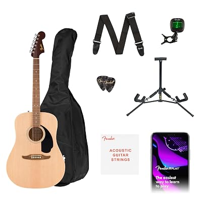 Fender California Debut Redondo Series Acoustic Guitar Pack, Beginner Guitar, 2-Year Warranty, Includes Gig Bag, Stand, and More, Natural