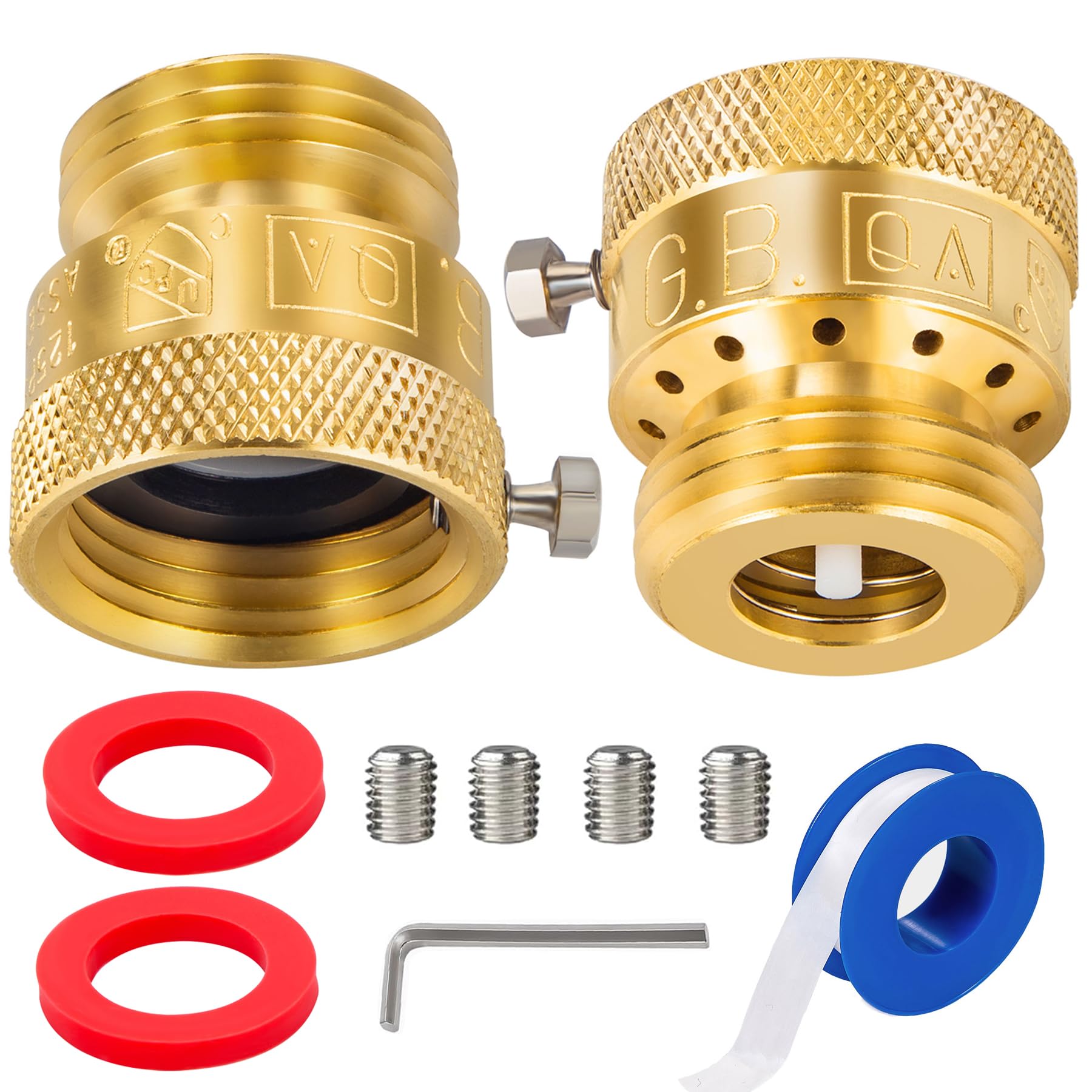 Photo 1 of Vacuum Breaker Hose Bib Backflow Preventer, 3/4 Inch, Anti-Siphon Vacuum Breaker, Brass Plumbing Fitting,Lead-free brass(2PCS)