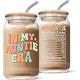 Nurforta Mothers Day Gifts for Auntie from Niece - Birthday Christmas Day Gifts for New Auntie, To Be Auntie, Aunt Announcement, Promoted To Aunt - 16 Oz Can Coffee Glass