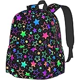 cfpolar 17 Inch Backpack Bright Neon Stars Laptop Bag Shoulder Bag School Bookbag Casual Daypack For Boys Girls