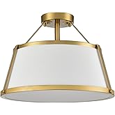 DANSEER Drum Ceiling Light Semi Flush Mount Gold Finish Dimmable LED for Bedroom Hallway Living Room Entry