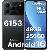 Note 56 Plus Mobile Phone Android 16 Smartphone, 48GB + 256GB/2TB TF Expand, 6.56" HD+ 90Hz Display, 6150mAh Battery, 50MP+8MP AI Camera, NFC/OTG/Side Fingerprint, 4G Dual SIM Unlocked Phones