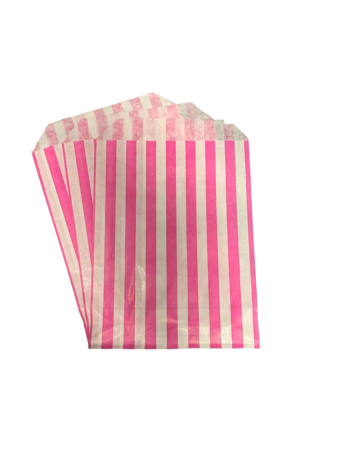 Packitsafe 100 x Pink Candy Bags 7x9 Inch, Paper Stripped Stripe Bag