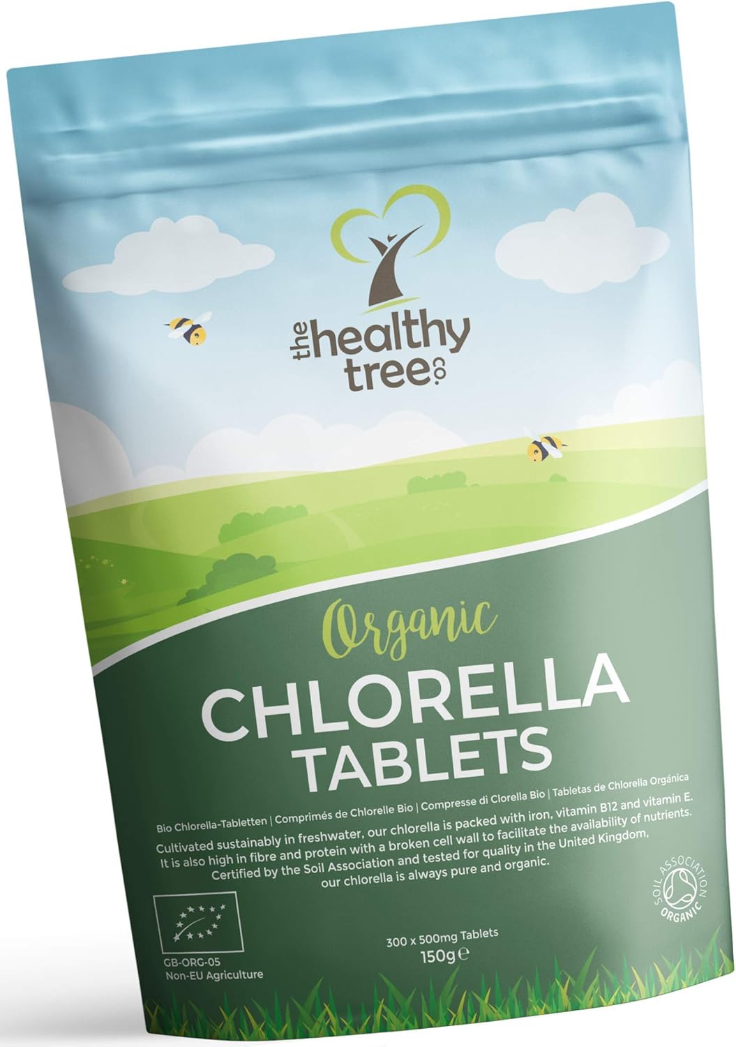 Organic Chlorella Tablets High in Chlorophyll, Protein, Iron and