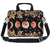 AMARY 15.4" 15.6" laptop sleeve adjustable shoulder strap with handle accessory pocket for men women (Flowers Moon)