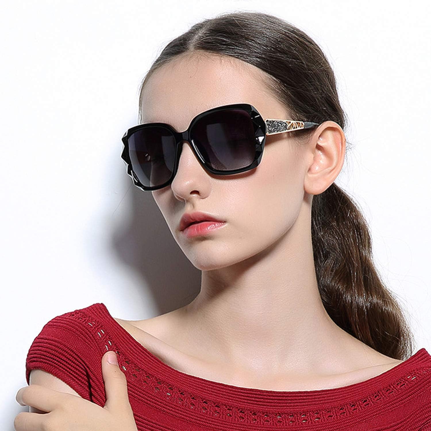 Women Polarized Sunglasses UV400 protection Shades,Oversize Diamond Cut Frame