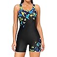 ATTRACO Womens Boyleg Sport One Piece Swimsuit Athletic Swimwear Training Bathing Suit