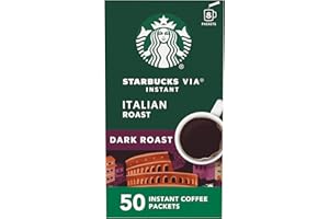 Starbucks VIA Instant Coffee, Dark Roast Coffee, Italian Roast, 100% Arabica, Single-Serve, 1 Box (50 Packets)