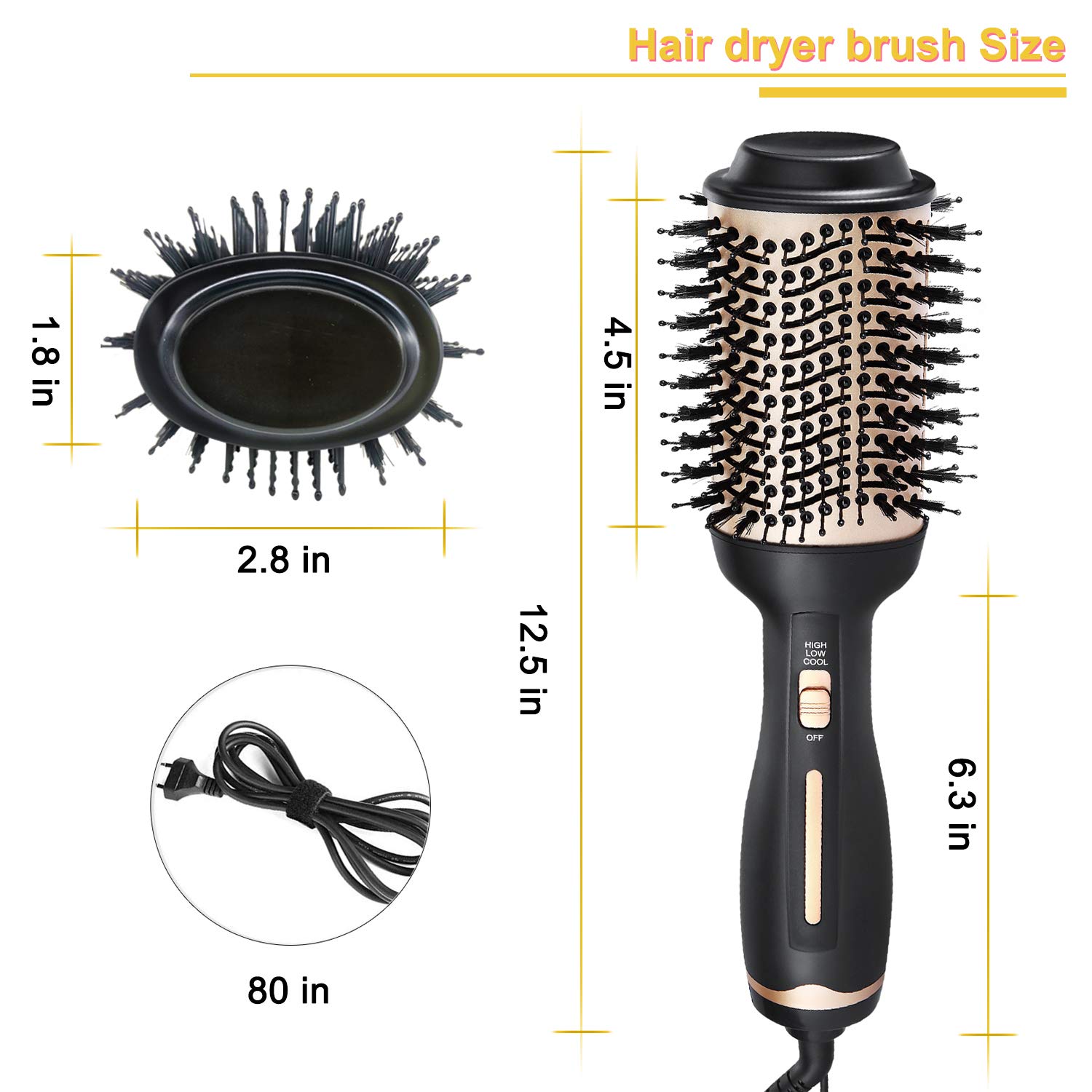 BEAUTIKEN Hair Dryer Brush, Hair Dryer & Volumizer Hot Air Styler Brush, 4 in 1 Multifunctional Blow Dryer Brush, Professional Negative Ion Anti-Frizz Hair Dryer Styler Brush : Beauty