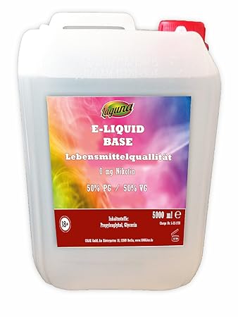 LAGUNA E Liquid Base 5L 50PG/50 VG'für mehr Geschmack' PUR Vape OHNE Nikotin 0 5000 ml OHNE Nikotin