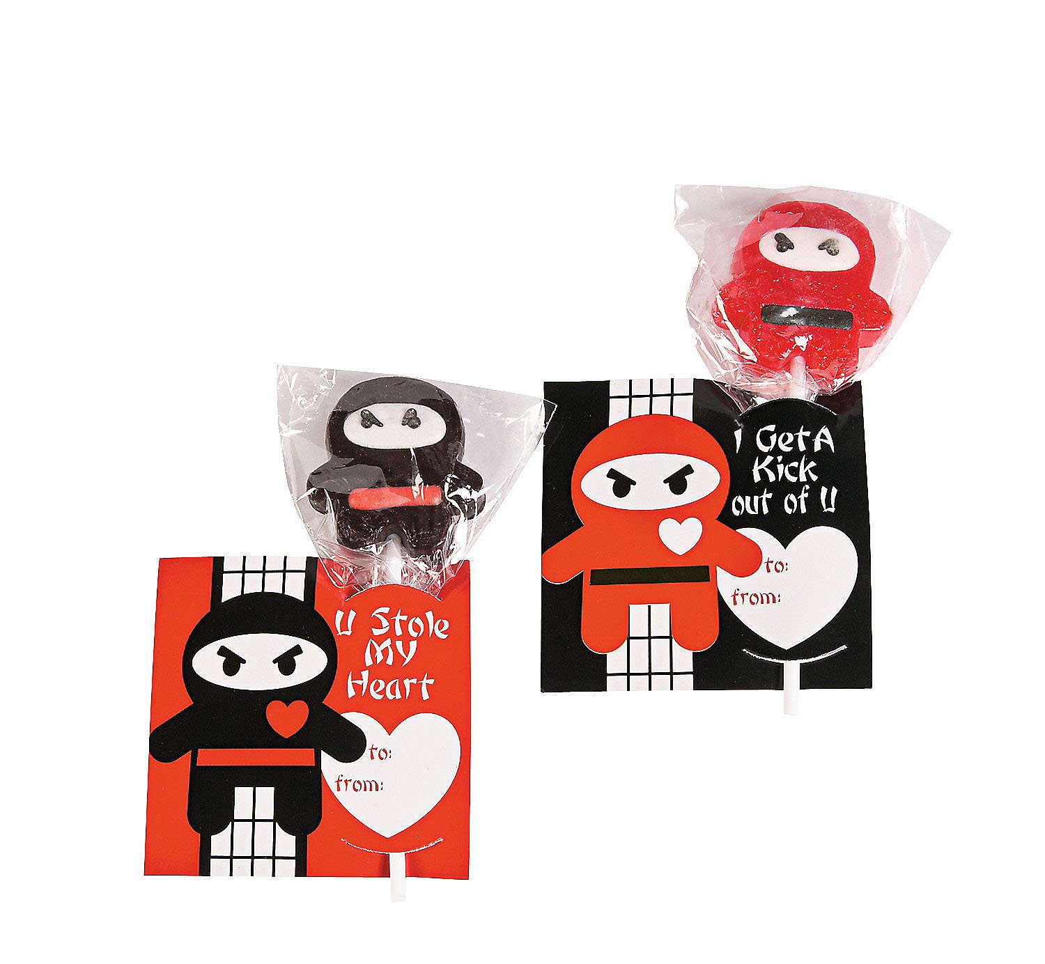 Fun Express Ninja Valentines, Includes Lollipops with Cards, 12 Count