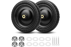 13" 4.00-6 Flat Free Wheel Replacement, Solid Tire Wheelbarrow Wheel, 5/8" & 3/4" Bearings, Fit for Wheelbarrow, Garden Cart,