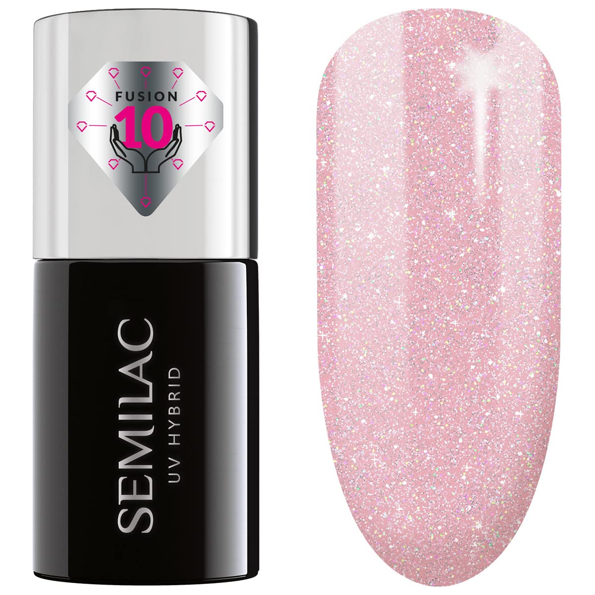 SEMILAC Extend Care Base 5in1 - Builder Gel in the Bottle - All in One Nourishing Builder Gel for Nails and Gel Polish UV Light - 805 Glitter Dirty Nude Rose 7 ml