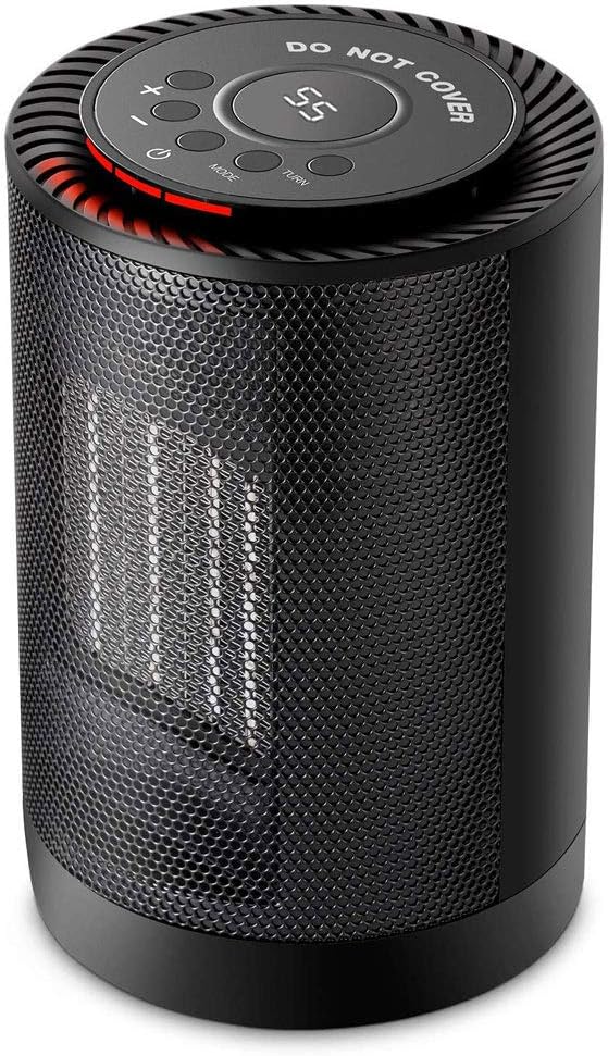 Personal Ceramic Space Heater with 3 Modes & Adjustable Thermostat & Tilt-Protection, Protable Mobile Electric Oscillating Fan Heater for Office Home - Black