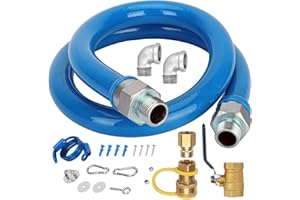 DRKERR 1675kit48 Safety System Kit, Commercial 48" Gas Hose Connector Kit with 3/4" Quick Disconnect, Gas Hose for Kitchen Equipment Commercial Standard Gas Connector, Full Port Valve, Restraining Devices