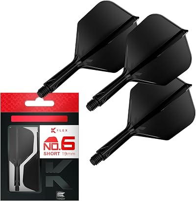 Target Darts K-Flex Integrated Flights and Shafts No.6 Black Short Pack 3