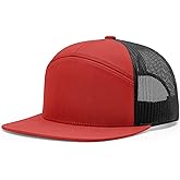 Richardson 168 Hi-Pro 7 Panel Flat Bill Adjustable Snapback Trucker Mesh Back Cap | OSFM | Bulk Pack Available