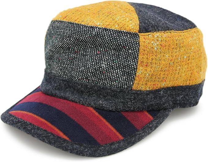 Amazon ワークキャップ メンズ 帽子 秋冬 Cap ボーダー キャップ 切替 異素材 サイズ調整 Patchoutワークキャップ 黄 キャップ 通販