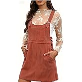 FOMELY Corduroy Overall Dress Pinafore Bib Adjustable Straps Fall Sleeveless Romper Dresses for Women