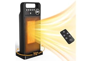 AVCNUJ Space Heater Indoor with Thermostat, 1500W 3 Modes Space Heaters for Indoor Use with 70°Oscillation, LED Display, 12H Timer, Remote PTC Fast Safety Heating Ceramic Heater for Bedroom Home Office
