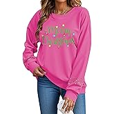 Womens Christmas Sweatshirts Long Sleeve Merry Christmas Sweater Crewneck Xmas Holiday Shirt Pullover Tops