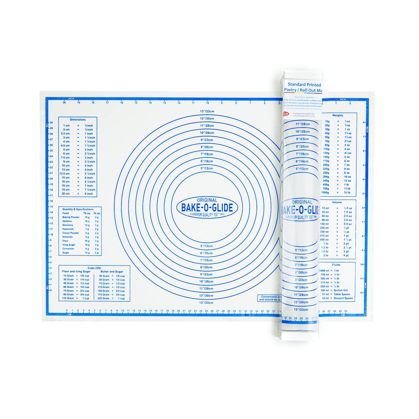 Bake-O-Glide PRINT01 Printed Roll Out Mat, Woven Glass Fabric Coated in Silicone, White