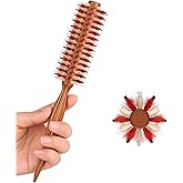 PERFEHAIR Small Round Boar & Nylon Bristle Hair Brush for Blow Drying Beard, Bangs,Short, Thin, Fine Hair, 1.7 Inch, Roll Styling Hairbrush with Natural Wooden Handle for Women & Men