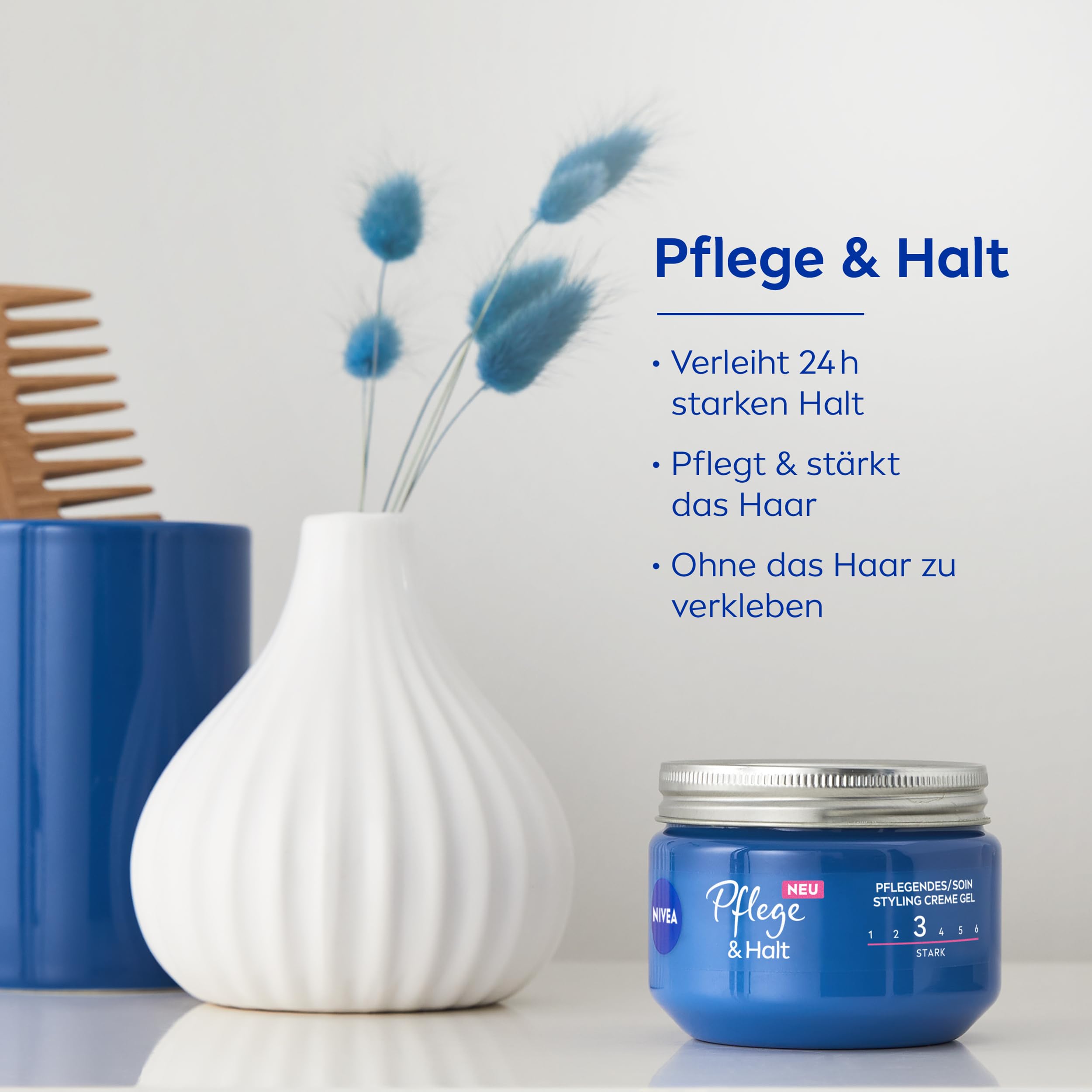 NIVEA Haargel, einfaches Haarstyling für natürlich aussehende Looks mit starkem Halt, Styling Gel mit Vitamin B3, Pflege & Halt Pflegendes Styling Creme Gel (150 ml) 3