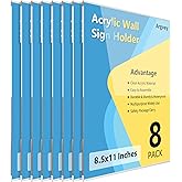 8 Pack Acrylic Sign Holder, 8.5 X 11 inch Wall Mount Clear Plastic Paper Sign Display with 3M Tape, Photo Advertising Menu Flyer Display in Home Office, Restaurant, Hotel, and Store