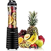 La Reveuse Personal Size Blender for Protein Shakes and Smoothies, Black | 18oz BPA-free Portable Bottle with Spout Lid, Push to Blend, Suitable for Home, Apartment, Office, Dorm, 300 Watts, LARB1801B
